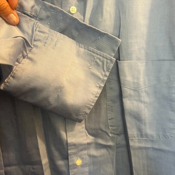 Cotton Classic Blue Cufflink Button Down // Club Room Slim Fit Men's Size X - Picture 3 of 6
